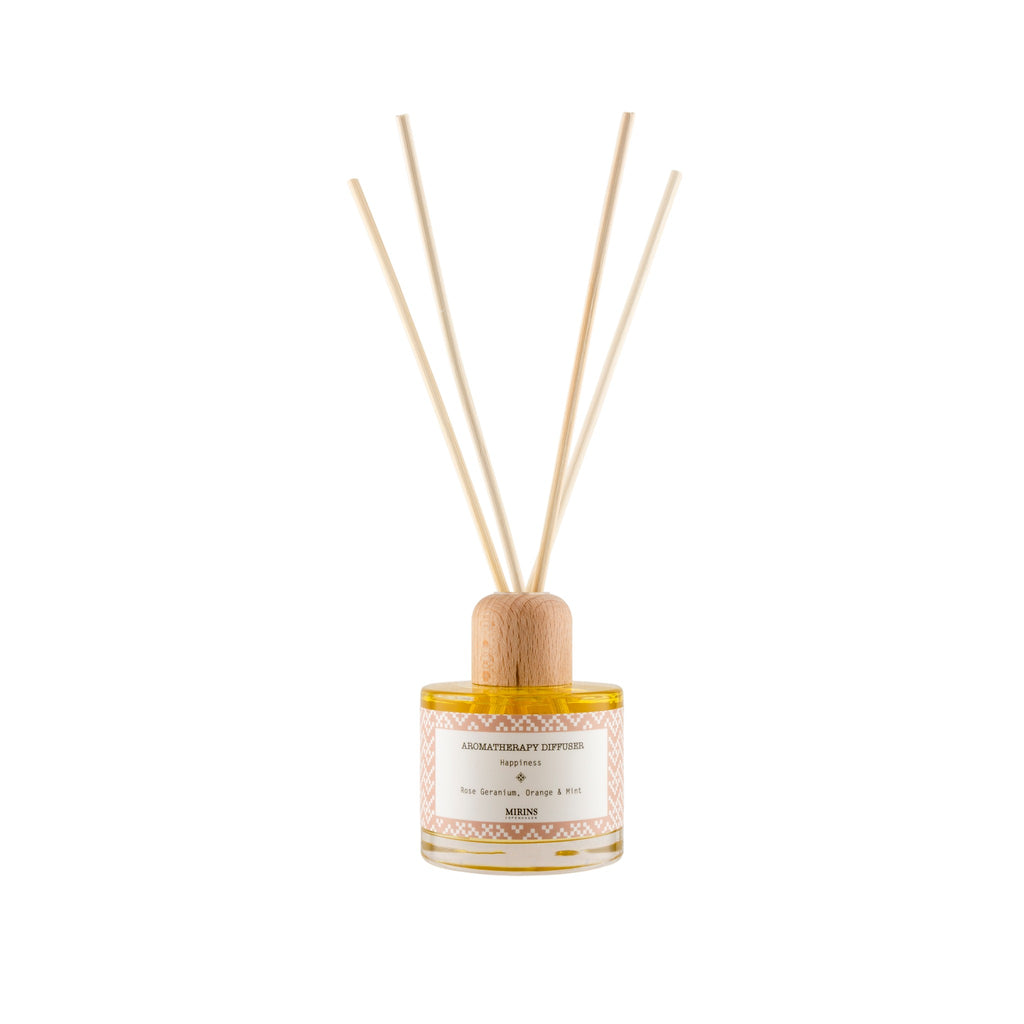 Reed Diffuser - Happiness - Rose geranium, Orange & Mint